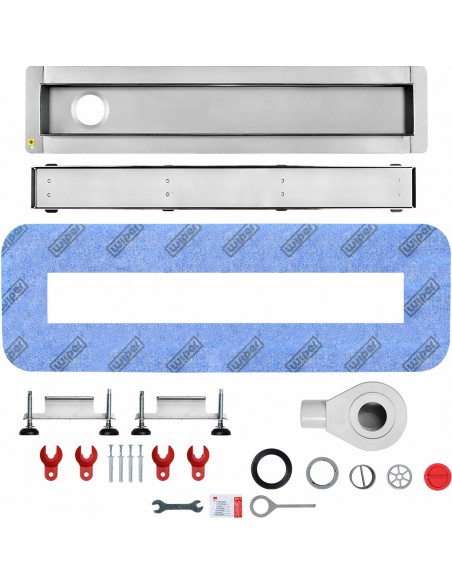 Modernes Duschkonzept Mit Hellem Mikrozementboden, Kombiniert Einer Badeinrichtung In Schwarz