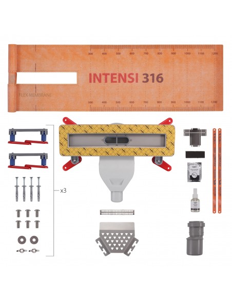 Zeitloses Bad Mit Großformatigen Fliesen In Verwaschenem Grau Mit Integriertem Ablauf In Schwarz