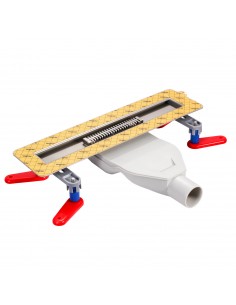 Komplett - Set: Linearer Ablauf Mit Sekundärentwässerung Und Designrost Sirocco Black ([surface]), Inklusive Siphon