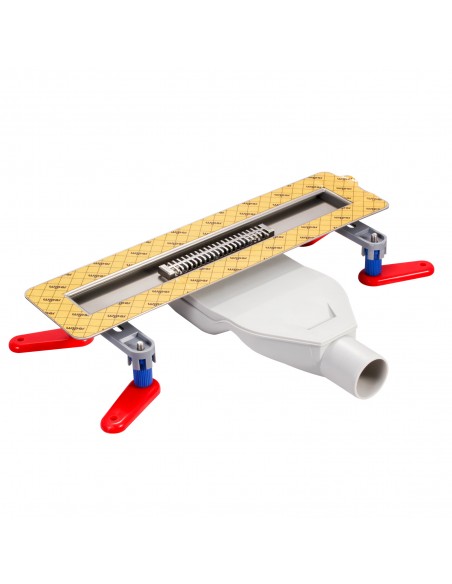 Komplett - Set: Linearer Ablauf Mit Sekundärentwässerung Und Designrost Sirocco Black ([surface]), Inklusive Siphon