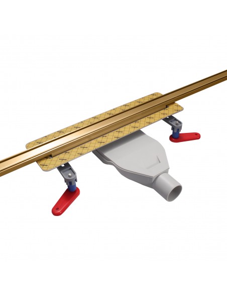 Komplett - Set: Linearer Ablauf Für Vinylbodenbelag Mit Siphon Und Designrost Mistral Black