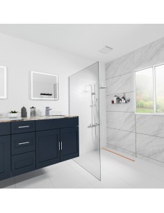 Komplett - Set: Linearer Ablauf Mit Sekundärentwässerung Und Designrost Sirocco Black ([surface]), Inklusive Siphon 2