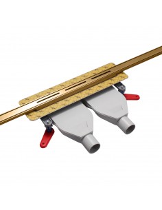 Komplett - Set: Linearer Ablauf Für Vinylbodenbelag Mit Siphon Und Designrost Reversible Brass 2