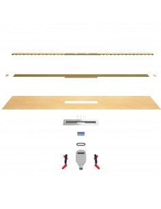 Komplett - Set: Linearer Ablauf Mit Sekundärentwässerung Und Designrost Sirocco Brass ([surface]), Inklusive Siphon
