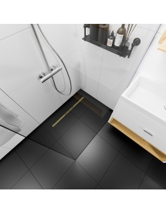 Komplett - Set: Linearer Ablauf Mit Sekundärentwässerung Und Designrost Sirocco Brass ([surface]), Inklusive Siphon 2