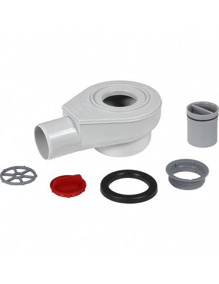 Siphon - Drop - 50 - Waagerecht - Mit - Geruchsverschluss - Und - Haarsieb - Komplett - Set