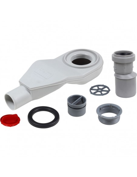 Niedrigsiphon - Snake - Waagerecht - Mit - Geruchsverschluss - Und - Haarsieb - Komplett - Set