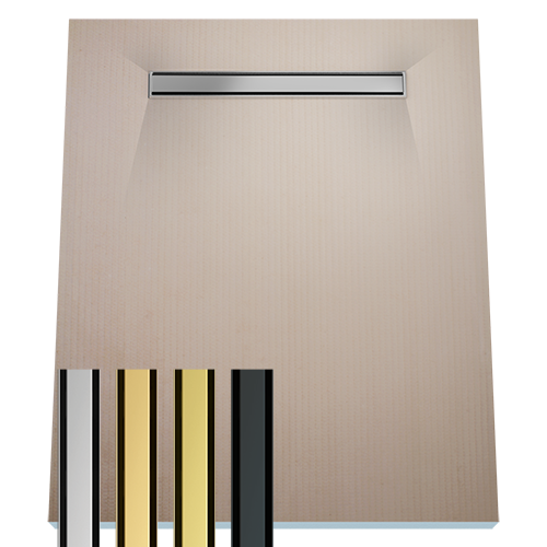 Duschelement 100 X 150 Cm 4 Seitiges Gefaelle Mit Sekundaerentwaesserung Wiper Showerlay Line Elite Pvd Zonda Gold