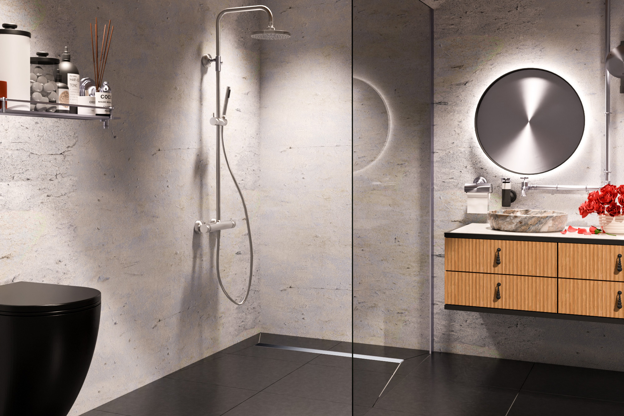 Duschelement Wiper Showerlay Line Elite PVD Anwendungsbild Duschelement Wiper Showerlay Line Elite PVD Anwendungsbild